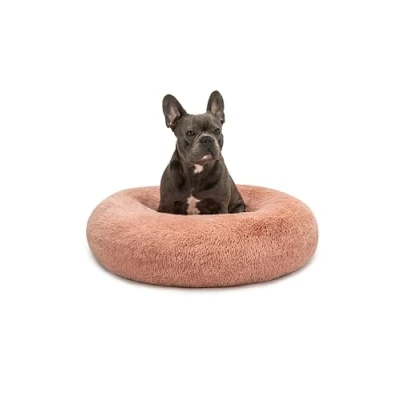 Afbeelding van lionto Donutbed voor honden en katten, pluizig rond hondenbed kleine grote huisdieren, (XL) 70 cm Ø, zacht kattenbed van knuffelpluche, hondenkussen met extra dikke vulling, rosa