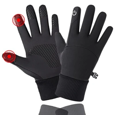 Afbeelding van TIMEMEET Winter loophandschoenen, fietshandschoenen, sporthandschoenen, warm, winddicht, waterdicht en antislip, geschikt voor mannen vrouwen, wandelen in de open lucht, kamperen, fietsen