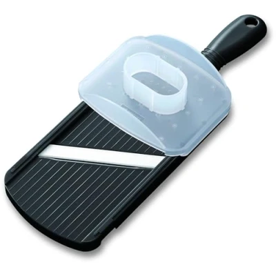 Afbeelding van Kyocera CSN 152 NBK universele schaaf met keramisch lemmet, dubbelzijdig geslepen inclusief vingerbescherming, keukenschaaf, 27,7 x 9,2 1,6 cm, zwart