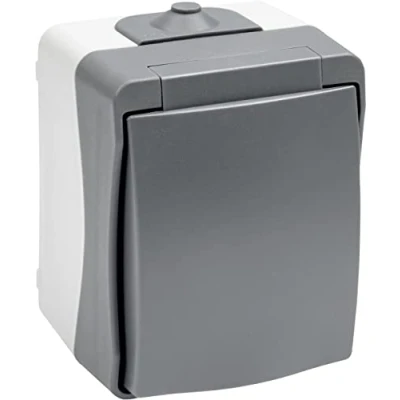 Afbeelding van Meister Cave 1 voudig opbouwmontage IP44 spatwaterdicht voor vochtige ruimtes en buiten Tot kabeldoorsnede 2,5 mm² grijs/stopcontact ruimtes/opbouwcontactdoos / 7407010