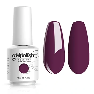 Afbeelding van Vishine Nagellak, manicure, semi permanent, soak off, UV, LED, gel, nail art, donkerpaars (1024)