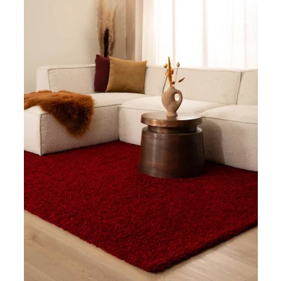 Afbeelding van Hoogpolig Vloerkleed Shaggy Trend Effen Rood 60x110 Cm