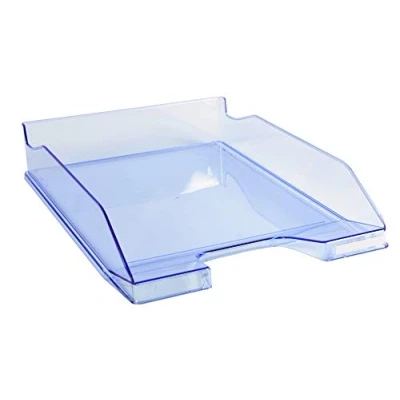 Afbeelding van Exacompta ref. 113210D Set van 6 Brievenbakken COMBO MIDI Afmetingen: 34,6 x 25,5x 6,5 cm voor A4 documenten + kleur blauw glanzend doorzichtig