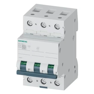 Afbeelding van Siemens sentron installatieautomaat c kar 50a 3p 6ka 400v ac 50hz 3 mod ip20 5sl6350 7