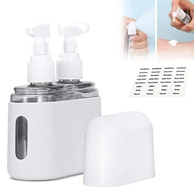 Afbeelding van Mini Shampoo Dispenser Portable Travel Bottle Set, And Conditioner Dispenser, Containers With Labels For Toiletries, Bottles Toiletries (2 in 1,Grey)