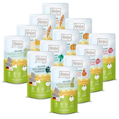 Afbeelding van MjAMjAM Premium natvoer voor katten Chicks &amp; Friends Box, 12 pak (12 x 125g), graanvrij met extra vlees
