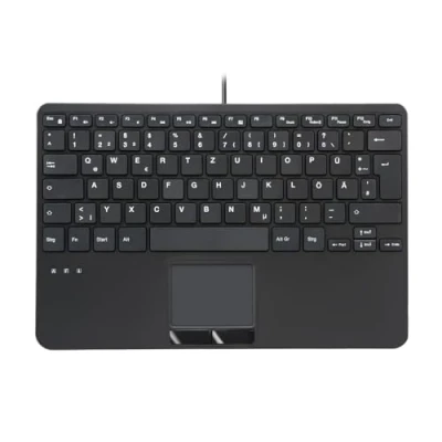 Afbeelding van Perixx PERIBOARD 525 DE B Kabelgebundene Mini USB Tastatur mit Touchpad Scherentasten 2 Toetsenbord Touchpen