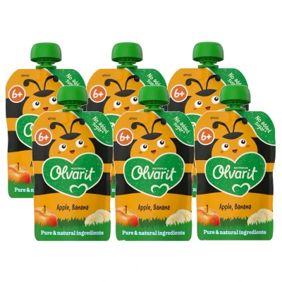 Afbeelding van Olvarit 6M+ Appel Banaan Multi verpakking 6x100GR