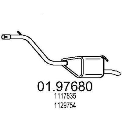 Afbeelding van MTS 01.97680 Einddemper 1050mm FORD: Mondeo Mk3 Station Wagon (BWY) 1.8 16V, SCi 2000 2007