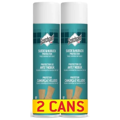 Afbeelding van Scotchgard Suede &amp; Nubuck Protector, 2 blikjes x 400 ml elk Waterafstotende spray, helpt zoutvlekken te minimaliseren voor laarzen, schoenen, jassen, handschoenen en meer