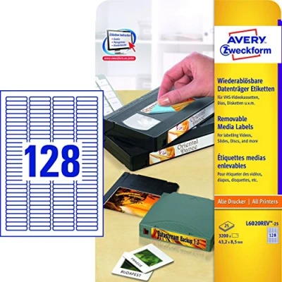 Afbeelding van Avery Overige Media Etiketten, wit, 43,2 x 8,5 mm, permanent klevend