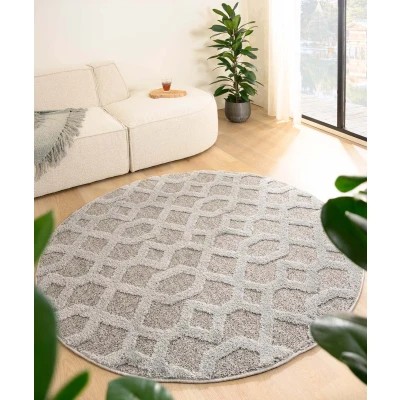Afbeelding van Rond Tapijt/Vloerkleed Scandinavisch Fjord Ro Grijs 200 Cm