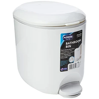 Afbeelding van Addis 518503 Premium Deluxe badkamer pedaalemmer met binnenzijde, 3,5 liter, witgrijs, 29 x 18,5 23 cm