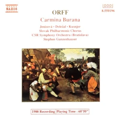 Afbeelding van Slovak Philharmonic Chorus, CSR Symphony Orchestra, Stephen Gunzenhauser Orff: Carmina Burana (CD)
