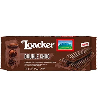 Afbeelding van 6x Loacker Wafer Double Choc cookies wafels met chocolade en cacaocrème 175g