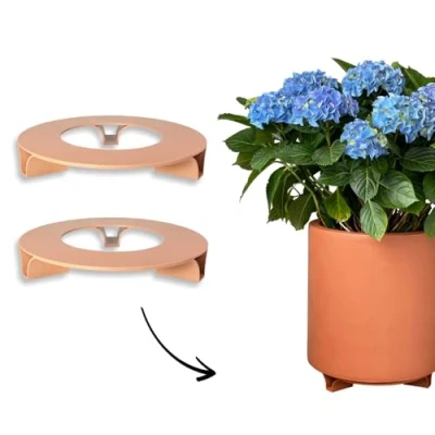 Afbeelding van terraced® Set van 2 onderzetters voor bloempotten, kleur: terracotta, rond, diameter 27 cm, onderzetter bloempot, gerecycled materiaal, Made in Germany