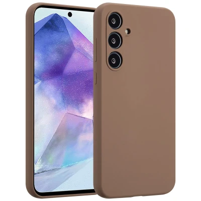 Afbeelding van Accezz Hoesje Geschikt voor Samsung Galaxy A55 Liquid Silicone Backcover Lichtbruin
