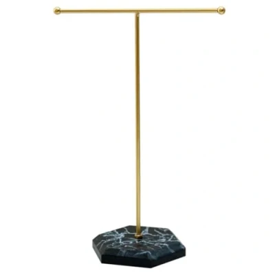 Afbeelding van JJiaoLinin Sieradenorganisator, hangende sieradenorganizer, metalen T Bar ketting displaystandaard met marmeren patroon lade, sieradendisplaystandaard voor oorbellen, armbanden, ringen en horloges
