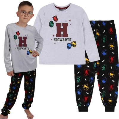 Afbeelding van Harry Potter Grijs Zwarte Jongenspyjama met Lange Mouwen / 140