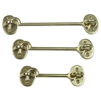 Afbeelding van AMIG windhaak / Windhaken messing goudkleur L7.5 cm D5 mm met schroefoog en kajuithaken