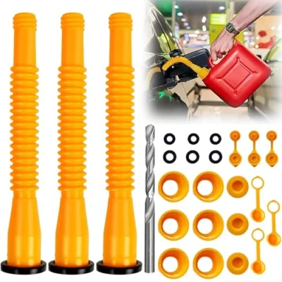 Afbeelding van 3 stuks jerrycan, bijgewerkte versie, schenktuit voor met flexibele sproeier, sproeierset gastanksproeiers, past op de meeste 1/2/5/10 gallon blikjes
