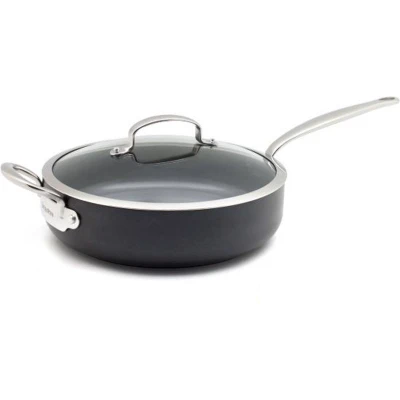 Afbeelding van GreenPan Hapjespan met deksel Barcelona Pro Zwart ø 28 cm / 4.6 liter keramische anti aanbaklaag