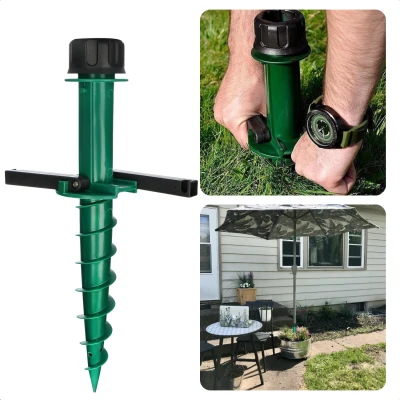Afbeelding van Parasolstandaard voor in de Grond Parasolvoet Grondboor Parasol Parasolhouder Schroefmodel Grondanker Ook Droogmolen 2 Handvaten 22 33mm Staat Stevig