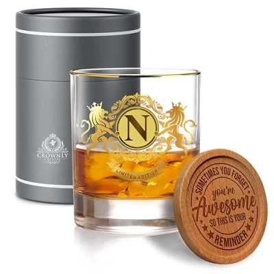 Afbeelding van CROWNLY CRYSTAL® Vriendje Verjaardagscadeaus Gepersonaliseerde Cadeaus Voor Mannen Cadeauset Glazen Geschenken Papa Cadeau Ideeën (N)