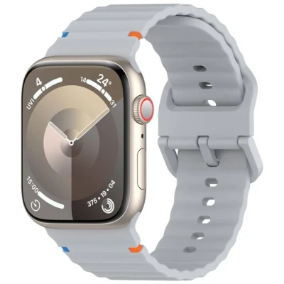 Afbeelding van Apple Watch Wave sportband Grijs Geschikt voor 44mm / 45mm 46mm 49mm