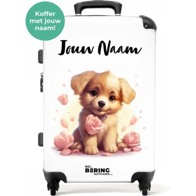 Afbeelding van NoBoringSuitcases.com® Kinderkoffer trolley puppy Reiskoffer voor kinderen Dieren kindertrolley groot lichtgewicht Koffer met wielen 20 kg bagage