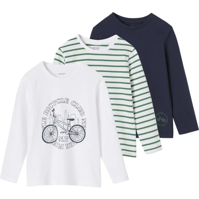 Afbeelding van Vertbaudet Set van 3 bijpassende jongensshirts met lange mouwen