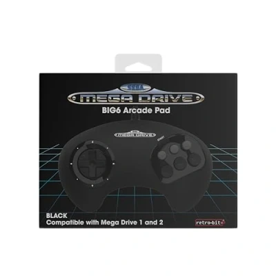 Afbeelding van Retro Bit SEGA Mega Drive BIG 6 Wired Arcade Pad (Black)