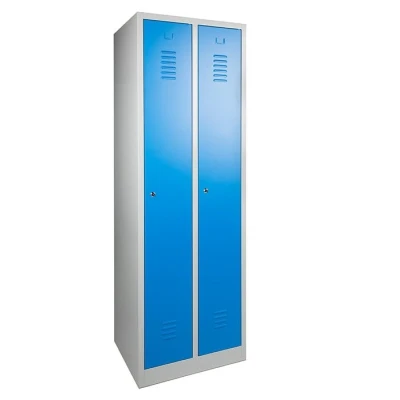 Afbeelding van Industriële locker garderobekast 2 delig deur blauw op de sokkel en opening voor hangoogsluiting (zonder hangslot geleverd)