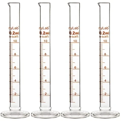 Afbeelding van stonylab 4 Pack Borosilicaatglas Zwaarwandige Maatcilinder Gegradueerde Cilinder, 10 ml