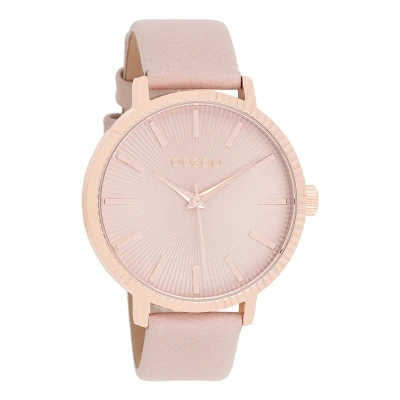 Afbeelding van OOZOO Timepieces Rosé goudkleurige horloge met poeder roze leren band C9196