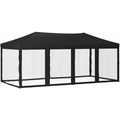 Afbeelding van Partytent inklapbaar met zijwanden 3x6 m zwart