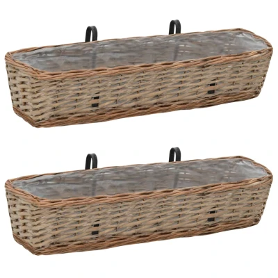 Afbeelding van Balkonbakken 2 st 80 cm wicker met PE voering
