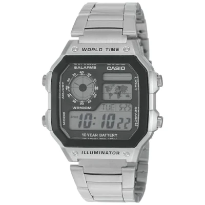 Afbeelding van Casio Sports AE 1200WHD 1A Digitaal kwartshorloge voor mannen, grijs/metallic, armband