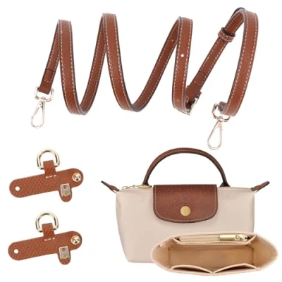 Afbeelding van 2 Sets Portemonnee Organizer, Riem, Opvouwbare Tote Bag Organizer insert, Punch Free Verstelbare Gesp Riem Ontwerp, Multi Pocket Vilt Handtas voor Kleine Longchamp