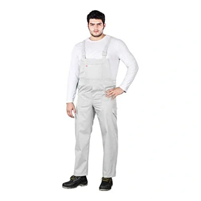 Afbeelding van REIS SM Master Duurzame Beschermende Tuinbroek met Verstelbare Taille en Bretels, Hoogwaardige Polyester Katoenmix, Kleur: Wit, Maat: 54