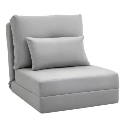Afbeelding van HOMCOM Bodensessel 2 in 1 Klappbett mit verstellbarer Rückenlehne Bodensofa Zierkissen, Bodensitzkissen für Wohnzimmer, Schlafzimmer, Leinen, Grau