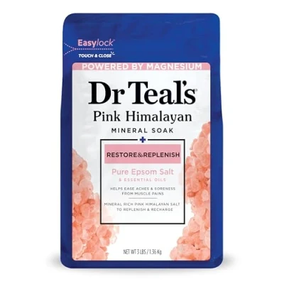 Afbeelding van Dr Teal&#039;s Restore &amp; Replenish Pure Epsom Salt Essential Oils Pink Himalayan Mineral Soak 48 oz