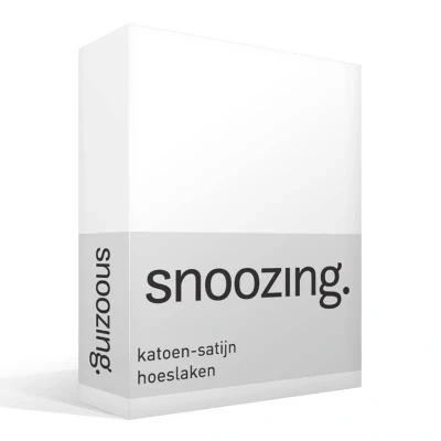 Afbeelding van Snoozing Katoen satijn Hoeslaken Tweepersoons 150x200 cm Wit
