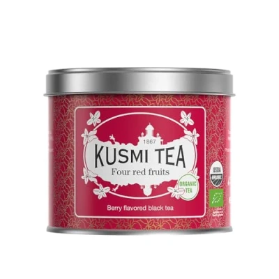 Afbeelding van Kusmi Tea Vier rode Vruchten Bio Zwarte thee met vruchtensmaak Boîte Metalen 100gr Ongeveer 40 kopjes