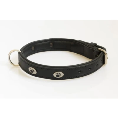 Afbeelding van Hondenhalsband met nikkelen voetjes zwart 60 cm