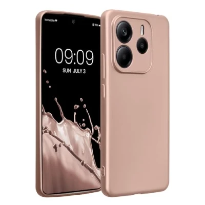 Afbeelding van kwmobile metallic telefoonhoesje van TPU geschikt voor Xiaomi Redmi Note 14 5G Flexible case smartphone In roségoud