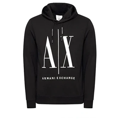 Afbeelding van Armani Exchange heren Sweatvest met logoprint en steekzakken in de kleur Zwart, maat: M