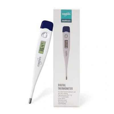 Afbeelding van EUROPAPA Digitale koortsthermometer voor baby&#039;s, kinderen en volwassenen, thermometer oraal, axillair of rectaal, waterdicht met koortsalarm (donkerblauw)
