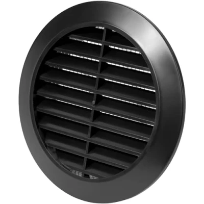 Afbeelding van Vent Systems 90 mm brede ventilatieafdekking, ronde ventilatiesleuven, barbecueafdekking, geïntegreerde insectenbescherming, HVAC ventilatieopeningen voor badkamer, thuiskantoor en keuken, zwart