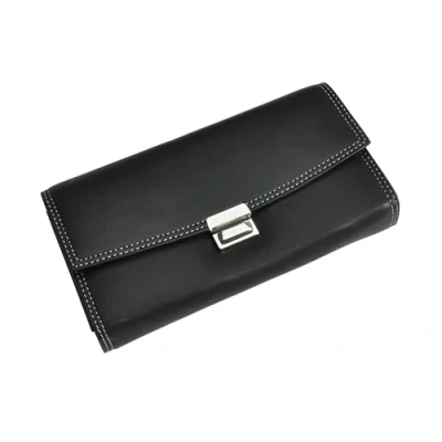 Afbeelding van Kelner portemonnee, kelnerportemonnee, dames heren portemonnee met holster, steekvak en ketting groot muntvak, taxi, restaurant, pizza, zwart, Viele Fächer, Klassiek